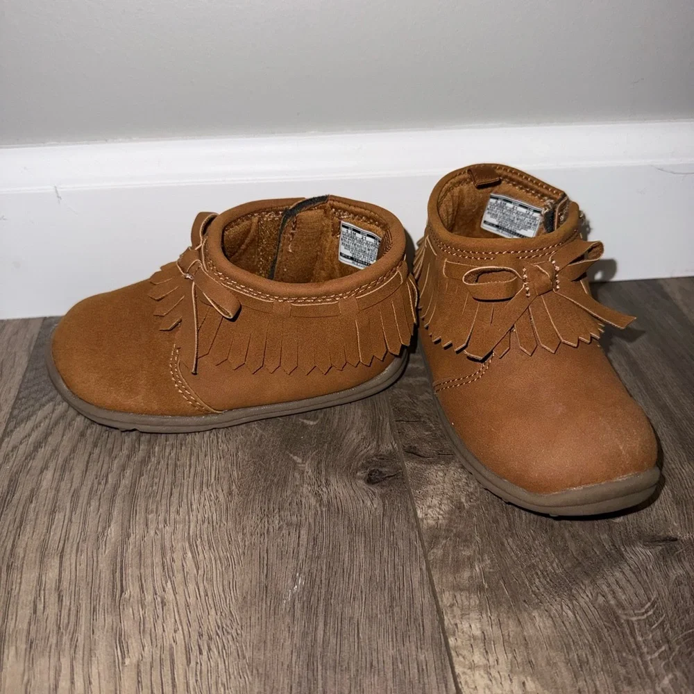 Carter's Brown Fringe Bow Moccasin Boots for Kids